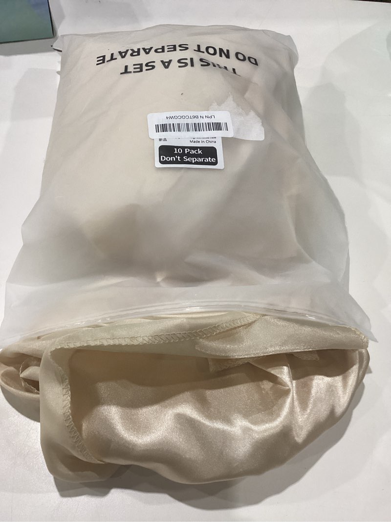 Condition photo showing New/Like New for Hahuho 10-Pack Satin Table Runner Champagne 12 x 108 inches Long, Table Runners for Wedding, Birthday Parties, Banquets Decorations?10 Pack, 12x108 Inch, Champagne