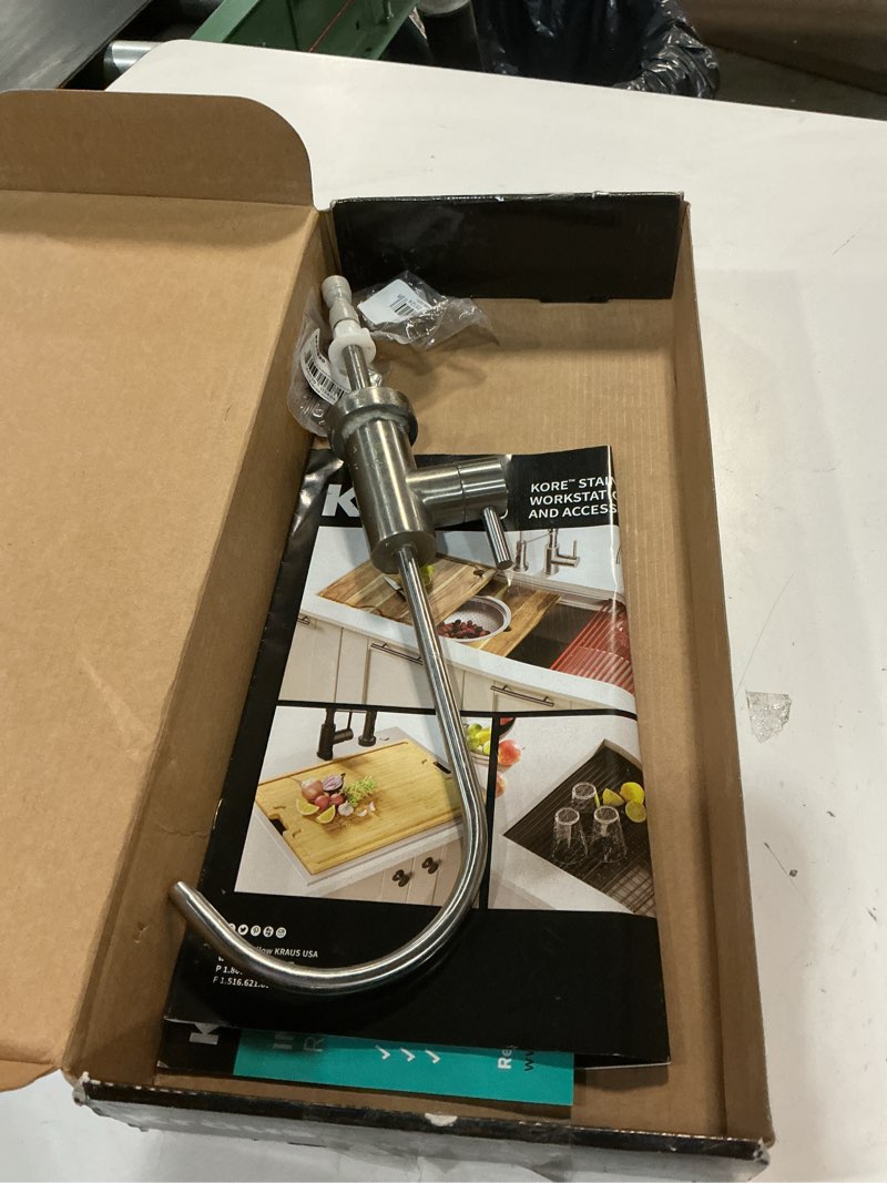 Condition photo showing As Is for kraus purita 100% lead-free kitchen water filter faucet in spot free stainless steel, ff-100sfs spot-free stainless steel filter faucet