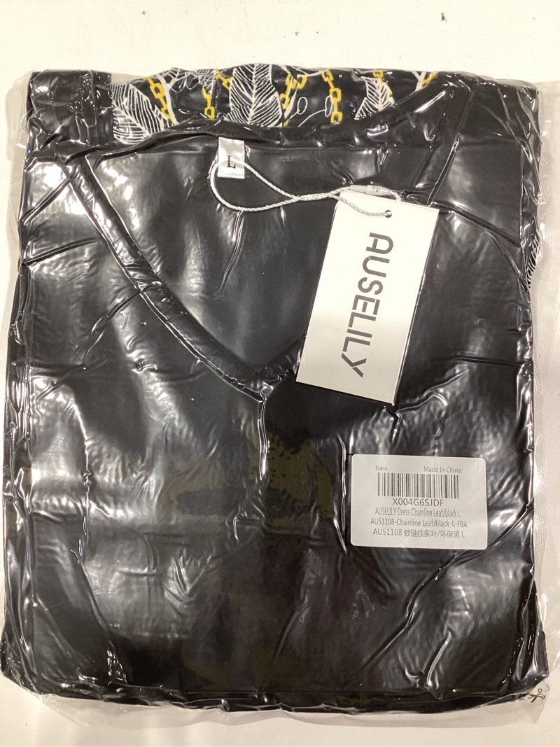 Condition photo showing Good Condition for AUSELILY Womens Summer Dresses 2025 Casual Sleeveless Sundress Beach Vacation Flowy Tiered Short Dresses with Pockets Large Chainline Leaf/Black