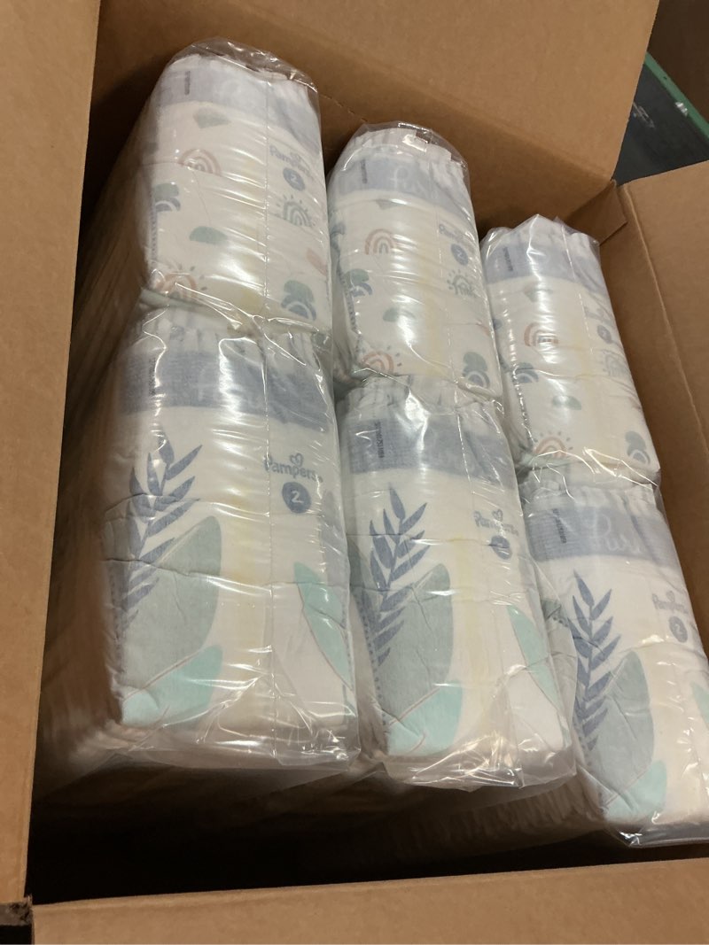 Condition photo showing New/Like New for pampers pure baby diapers, size 2 (12-18 lbs), 186, up to 100% leakproof, premium hypoallergenic soft diapers size 2 186