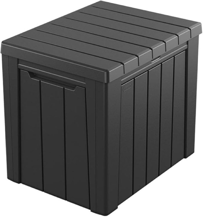 keter urban 30 gallon outdoor deck box/storage table, graphite