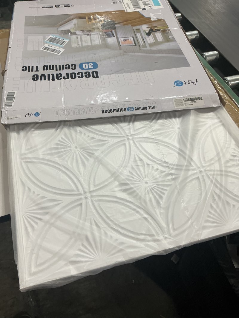 Condition photo showing New/Like New for Art3d Decorative PVC Drop Ceiling Tile 2ft x 2ft in White,Glue up Ceiling Panel 24 x 24in.12pcs 24*24 White 12