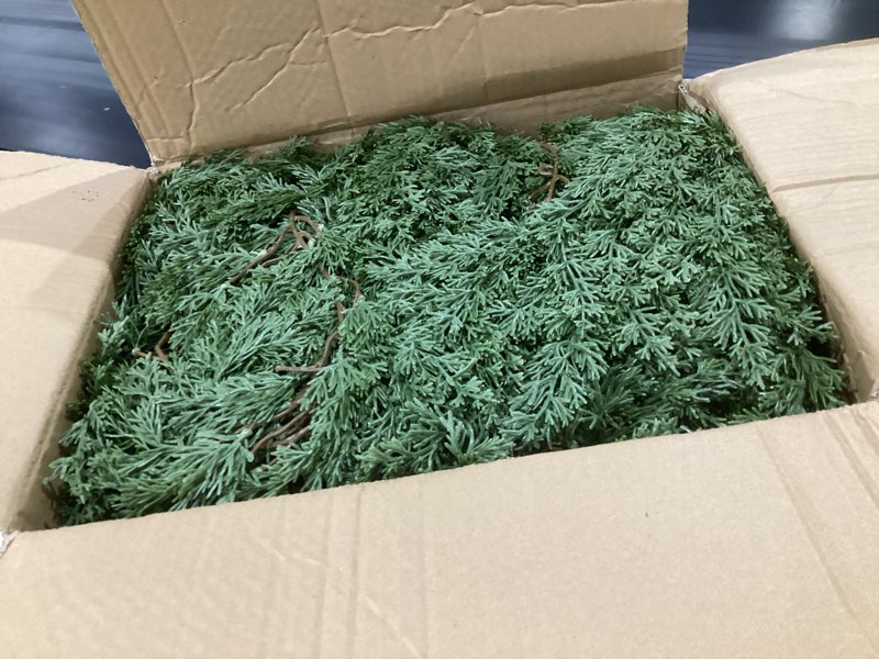 Condition photo showing Good Condition for crowye 12 pcs 6ft christmas cedar garland artificial pine christmas garland realistic winter greenery garland green pine cypress vines for holiday mantel fireplace table centerpiece xmas decor
