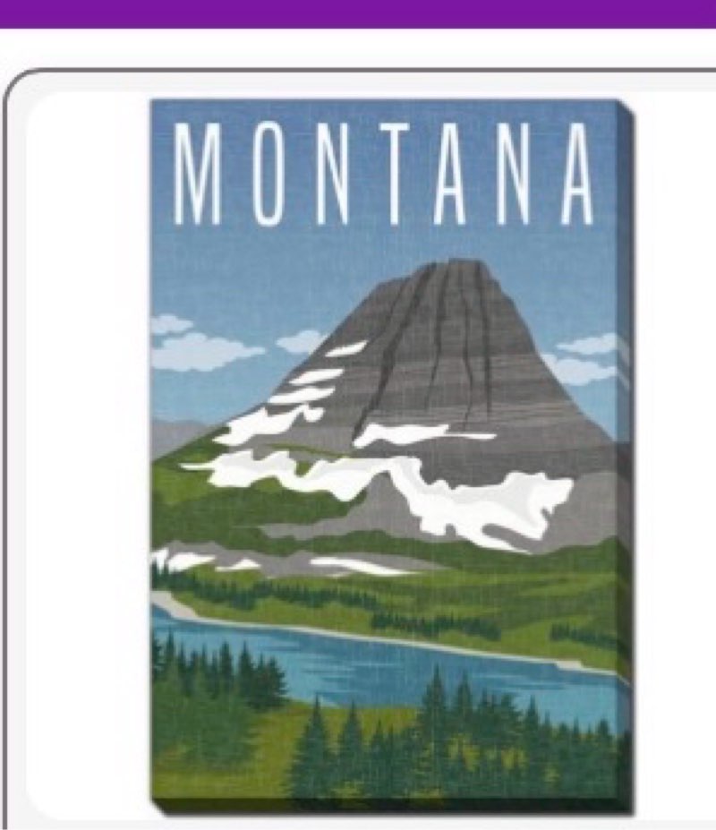 Art Source Montana State Poster, 22" x 28" Print on Canvas Wall Art