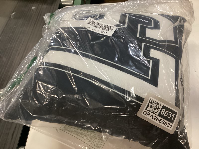 Condition photo showing Good Condition for Number 67 Varsity Style Bold Sports Birthday Jersey Throw Pillow 18x18