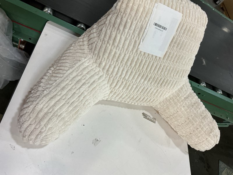 Condition photo showing Good Condition for Blissful Diary Reading Pillow, Backrest Pillow with Shredded Memory Foam for Adult & Children, Designed for Bed and Couch Sitting Up, Includes Arms, Pockets and Washable Cover, Off White Standard(18inch) Off White