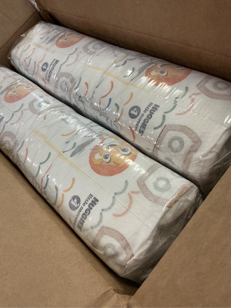 Condition photo showing Good Condition for huggies size 4 diapers, little movers baby diapers, size 4 (22-37 lbs), 120 count, packaging may vary