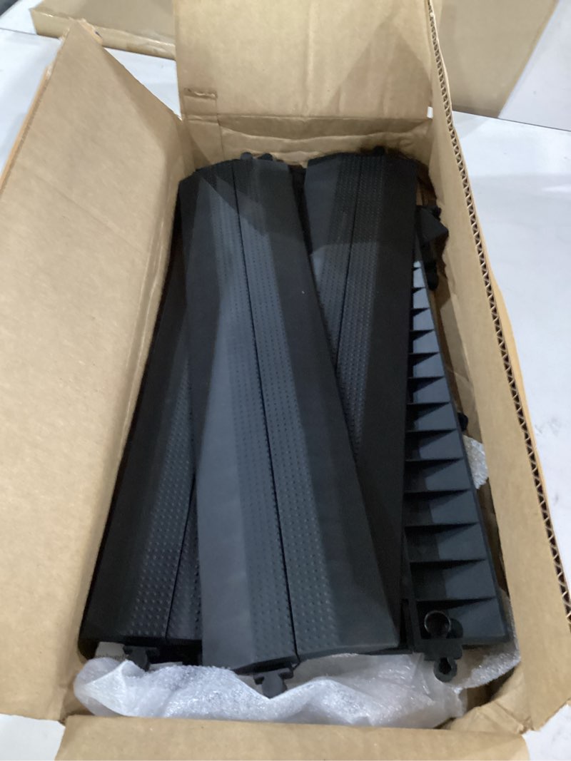 Condition photo showing As Is for incomplete***** baselayer interlocking floor tile trim pieces - beveled edges and corners - durable ½ in tpe (rubber like, not foam, no odor) - 10 edges and 4 corners - made in usa