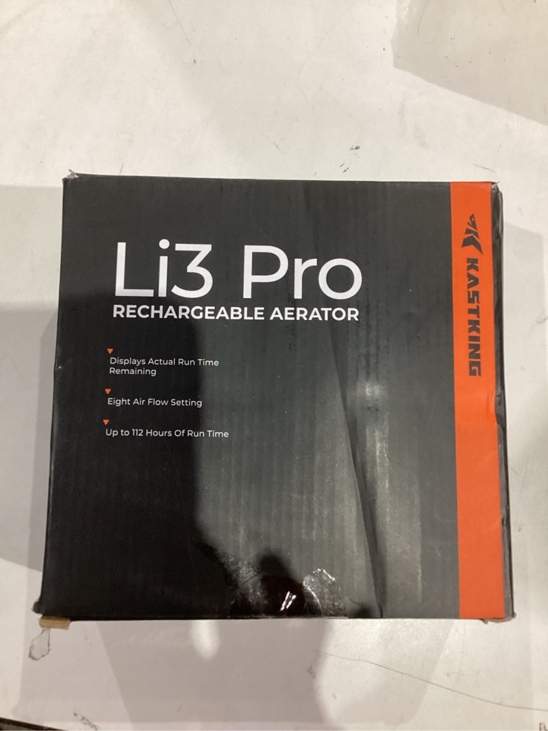 Condition photo showing As Is for KastKing Li3 Pro Rechargeable Live Bait Aerator, Lithium-Ion Battery, LCD Runtime Display, 4 Continu