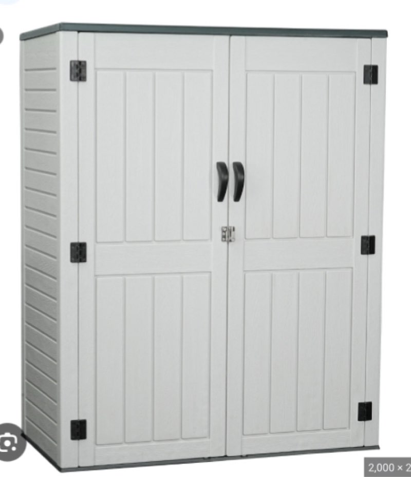 ( incomplete)EHHLY Vertical Resin Storage Shed, 60 Cuft Garden Tool Sheds & Outdoor Storage, 