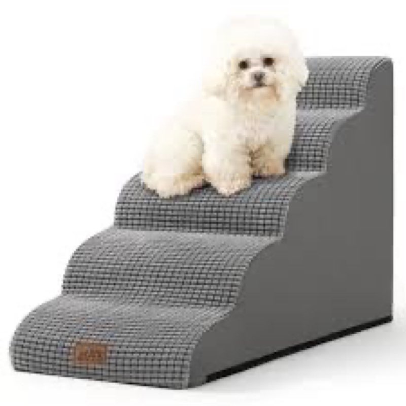 cozy kiss dog stairs for small dog 22.6" h, curved pet step for puppy, older cat, medium pet ramp fo
