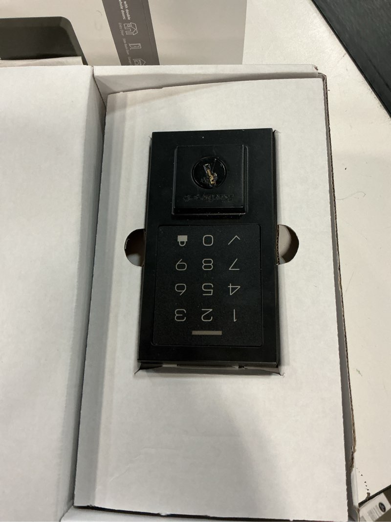 Condition photo showing As Is for kwikset 270 smartcode matte black metal electronic touch pad deadbolt