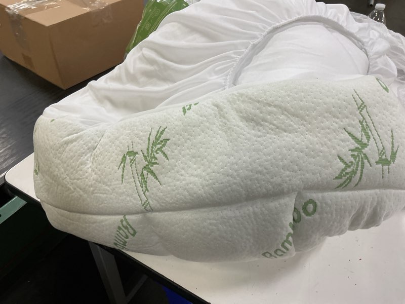 Condition photo showing Good Condition for ultra soft twin size mattress topper - viscose made from bamboo pillow top mattress pad for back pain relief - naturally cooling for hot sleepers, green green twin