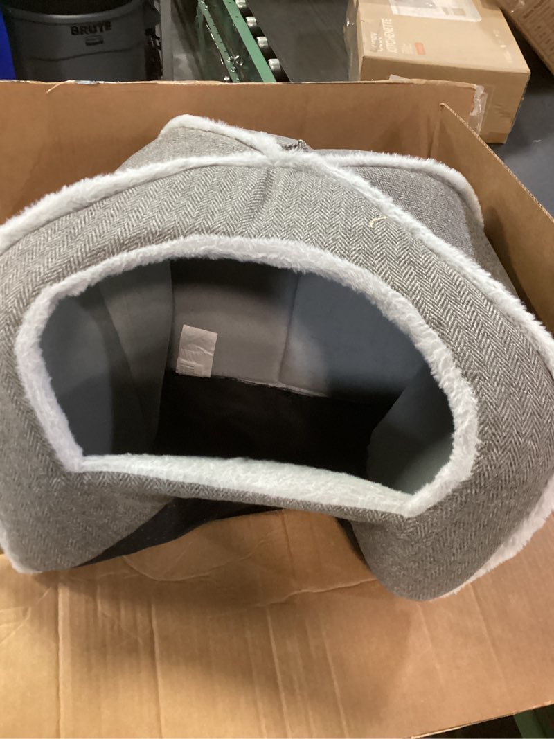 Condition photo showing As Is for cat beds for indoor cats-cat bed cave house tent for kittens and small pets with washable cushioned,soft and warm indoor house, grey, 15 inches grey 15"d x 15"w x 15"h