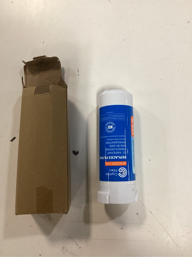 Condition photo showing New/Like New for crystala filters water filter compatible with xwfe (built-in chip), replacement for ge xwfe, xwf refrigerator water filter pack of 1 1 count (pack of 1)
