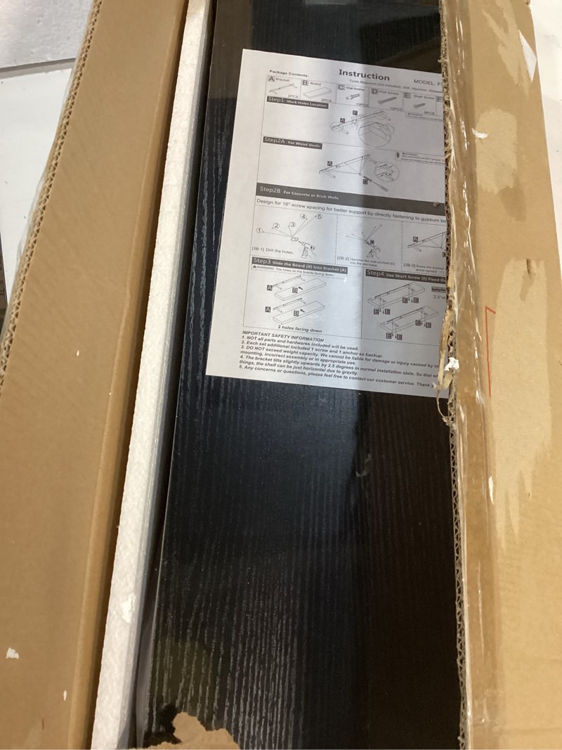 Condition photo showing New/Like New for QEEIG Floating Shelves for Wall 23.6" Long - Wall Mounted Shelf Bathroom Kitchen Living Room Bedroom Farmhouse Home Decor Display Bookshelf Large 23.6 x 9.3 inch Set of 2, Black (008-60B) 23.6" C. Black