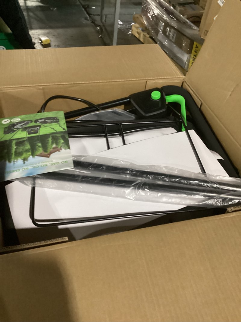 Condition photo showing Good Condition for tiectown 14-inch 13.5 amp 2-in-1 electric dethatcher and scarifier with 11.5-gallon collection bag, lawn dethatcher with 5-position depth adjustment, blade replacement without tool - green