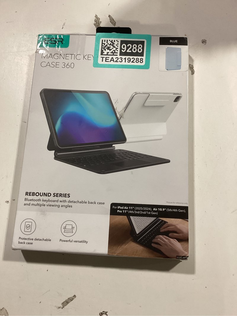 Condition photo showing Good Condition for esr ipad air 11 inch case with keyboard (m3/m2, 2025/2024) & ipad pro 11/air 5th/4th gen keyboard, easy-set magnetic stand, portrait/raised modes, with removable protective case, blue ?ipad air 11/5/4, pro 11 blue