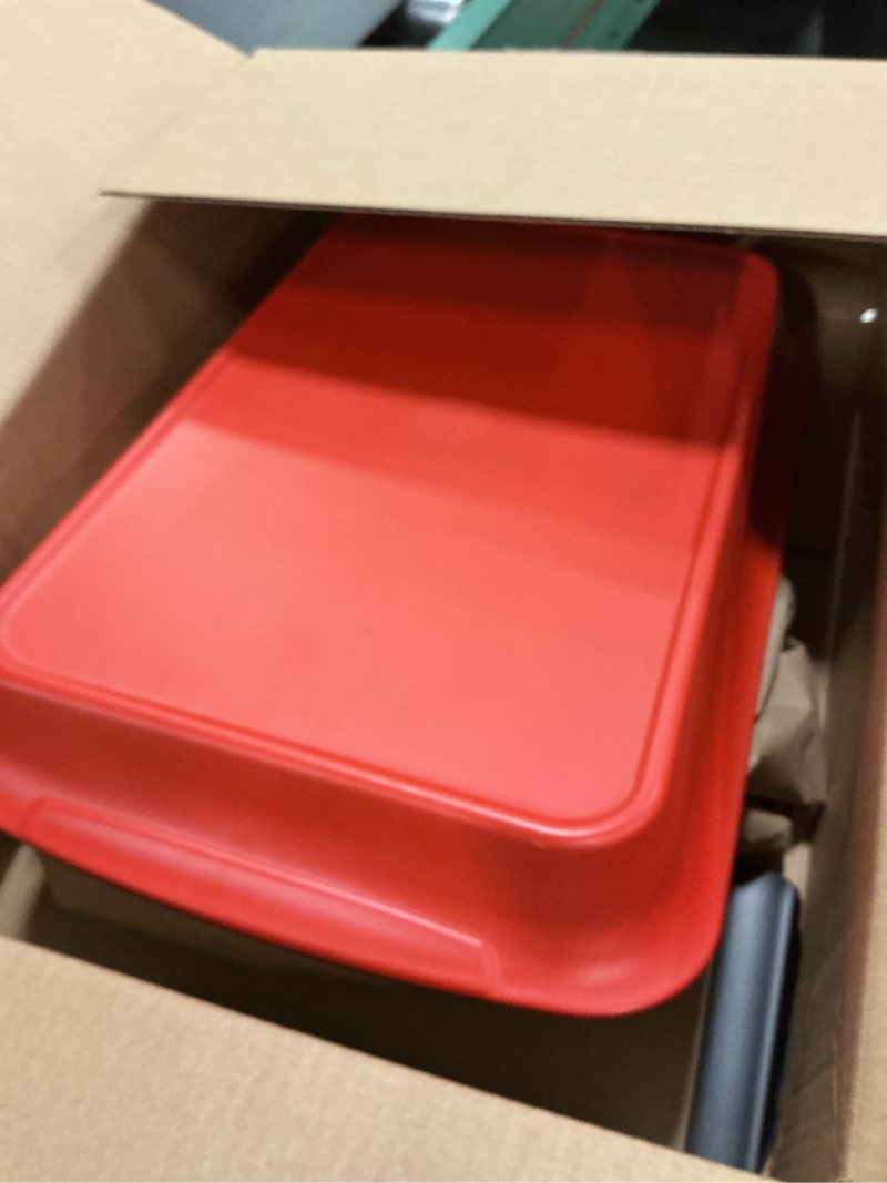 Condition photo showing Good Condition for TP Grill Prep and Serving Tray, Deep BBQ Tray for Meat Marinating and Food Plating, Melamine Serving Platters Set of 2, Black and Red 18" x 12" Red & Black