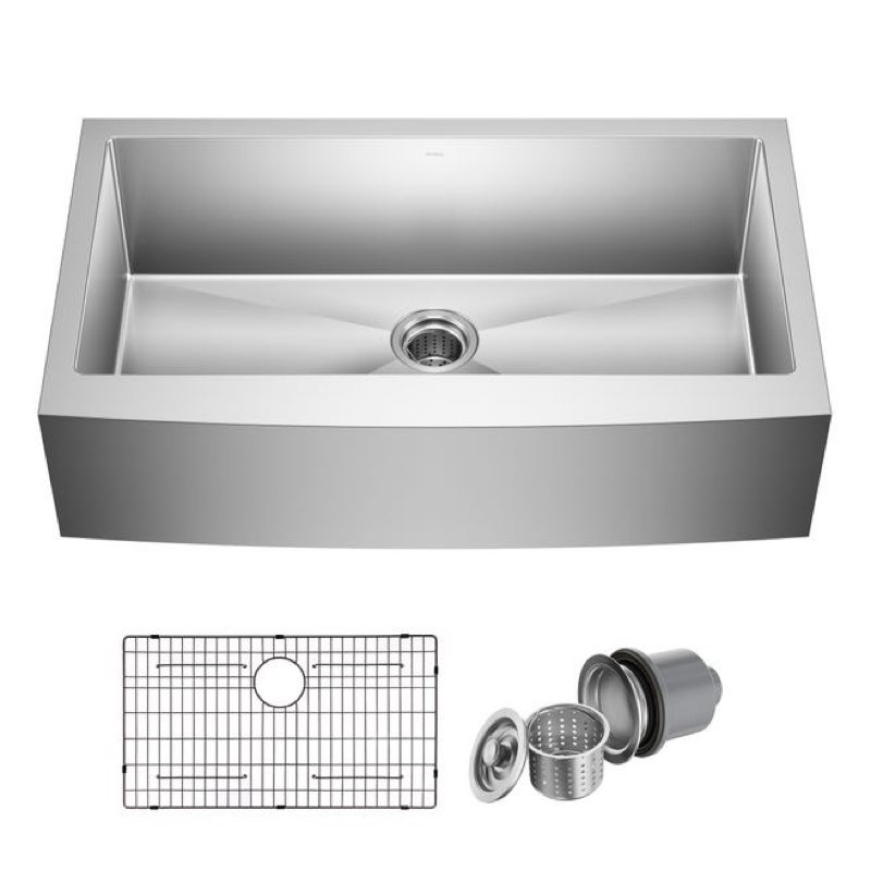kraus khf200-36 standart pro kitchen stainless steel sink, 36 inch round apron single bowl