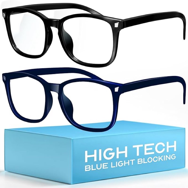 livho High Tech Blue Light Glasses - Advanced up to 99% Blue Light Blocking Computer Glasses - Anti Eyestrain & UV Glare Protection *B11 Light Black+ Clear Blue Clear