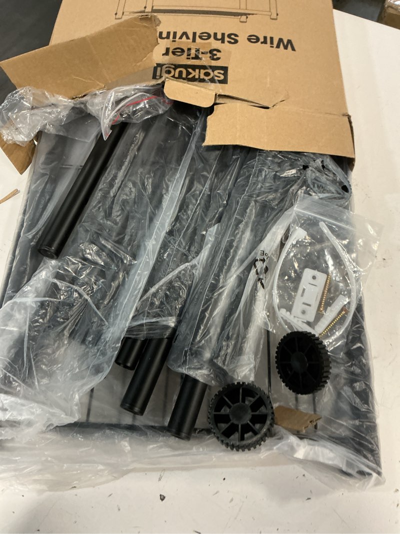 Condition photo showing Good Condition for Storage Shelves - 3 Tier Shelf Organizer, Sturdy Metal Garage Shelving with Adjustable Leveling Feet, Space-Saving Shelves Organizer for Pantry, Laundry, Kitchen (18" x 12" x 30", Black) Black 18.0W x 12.0D x 30.0H (3T)