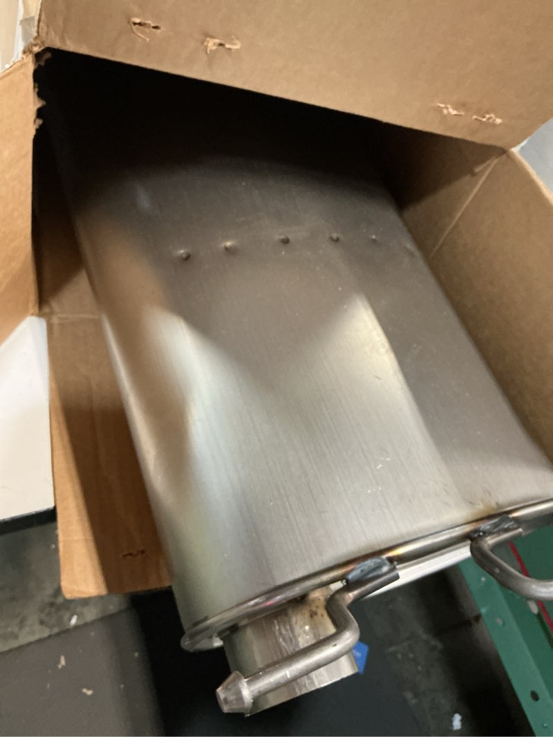 Condition photo showing As Is for walker quiet-flow ss 21396 direct fit exhaust muffler 2.5" inlet (id) 2.5" outlet (id) for dodge durango