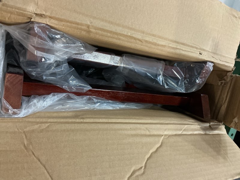 Condition photo showing Good Condition for g.e.t. tsw-103 31.5" tall folding mahogany wood tray stand (qty,1) 35" x 17" x 31.5"