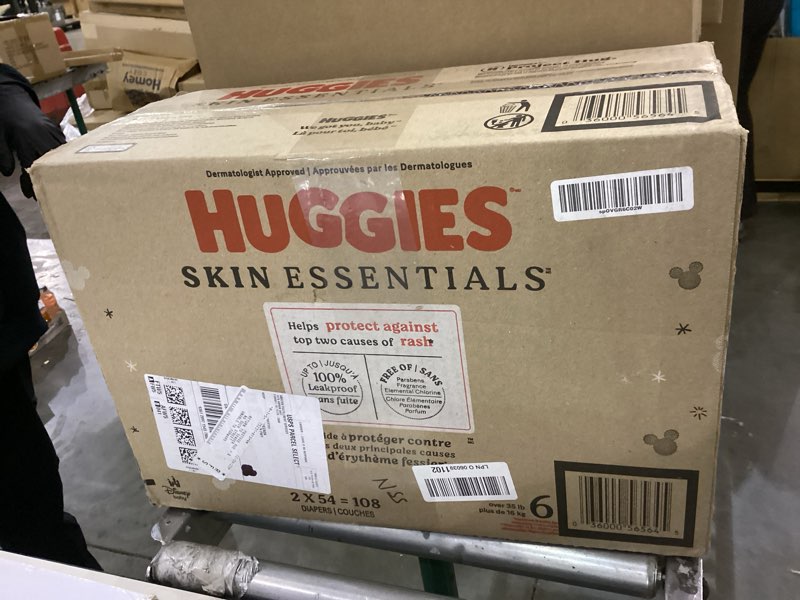 Condition photo showing New/Like New for Huggies Skin Essentials Luxury Diapers - Size 6 - 108ct