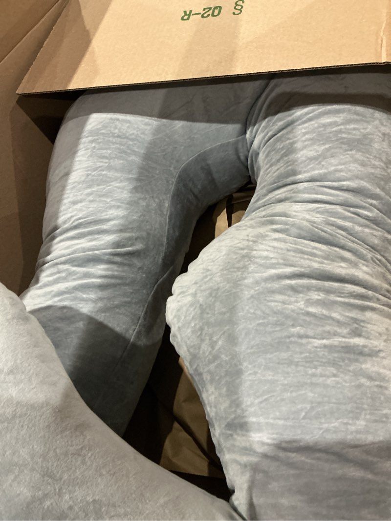 Condition photo showing Good Condition for moon park pregnancy pillows for sleeping - 57 inch u shaped full body maternity pillow with removable cover - support for back, legs, belly, hips - pregnancy pillow for women - grey grey velvet cover - 57 inch