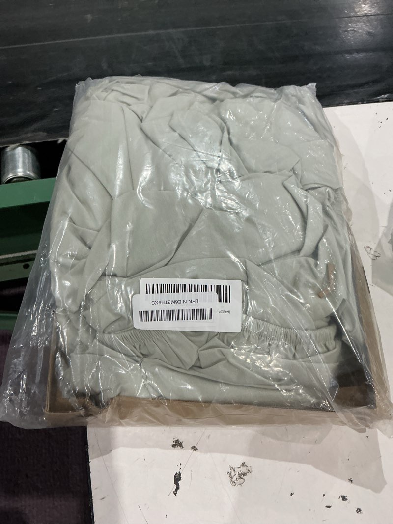 Condition photo showing As Is for lane linen full fitted sheet, 100% organic cotton, 3-piece set (1 fitted sheet,2 pillowcases), percale weave, full bed bottom sheet, ultra soft, fits mattress upto 15" deep - mineral(no flat sheet) full (3pc) mineral