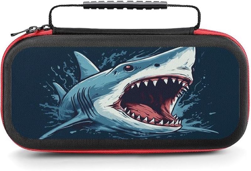 AoHanan Switch Carrying Case Shark Blue Big Mouth Switch Game Case with 20 Games Cartridges Hard She