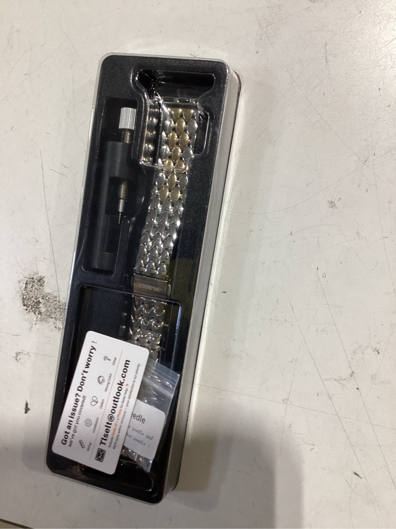 Condition photo showing Good Condition for stainless steel designer band compatible with apple watch for women 38/40/41/42/44/45/46/49mm, fancy dressy metal strap for iwatch series 11 10 9 8 7 6 5 4 3 se ultra 3 2 1 two-tone (gold & silver) 38/40/41/42mm(series 11/10)