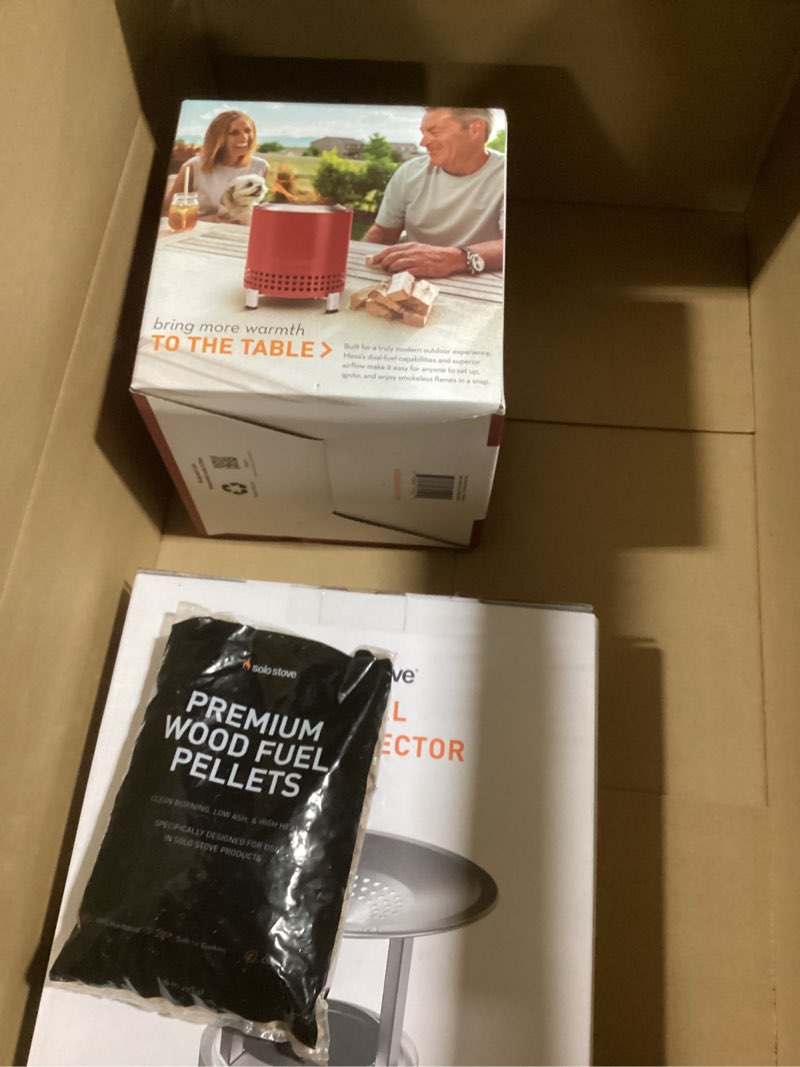 Condition photo showing Good Condition for Solo Stove Mesa XL Mulberry Bundle | Tabletop Fire Pit with Stand, Heat Deflector, Accessory Pack & 1lb Wood Pellets | Portable Smokeless Outdoor Firepit for Patio, Camping & Backyard Mesa XL Bundle Mulberry/Silver