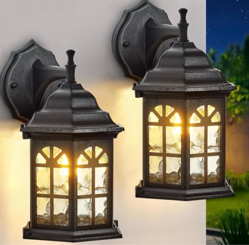 VACIMILE Garage Lights Outdoor Wall - 2 Pack Vintage Farmhouse Style Wall Sconce Light Fixtures Blac