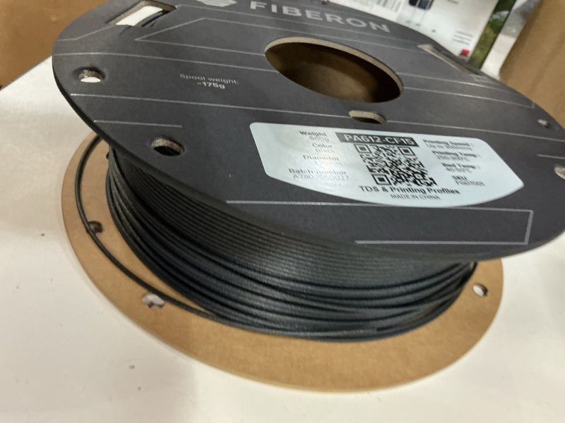 Condition photo showing As Is for polymaker fiberon pa612-cf15 carbon fiber nylon filament 1.75mm black 0.5kg, fiberon pa612-cf15 strong & low moisture sensitive nylon 1.75mm 3d printing filament 111 - 1.75mm fiberon pa612-cf15 black 0.5kg (hex code: #302e2f) nylon