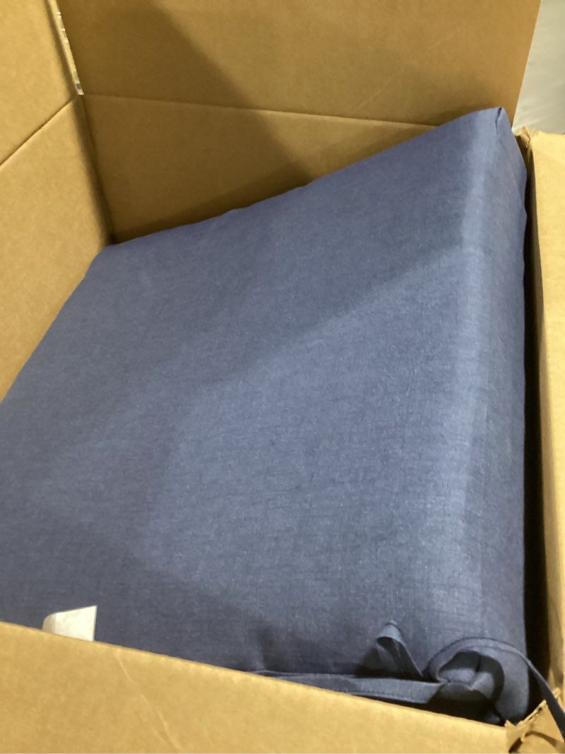 Condition photo showing Good Condition for arden outdoor deep seat cushion set, 24 in x 24 in, weather-proof, rain-proof, fade resistant patio cushion for chair, sofa, and couch sapphire blue leala polyfill sapphire blue leala 1 pack