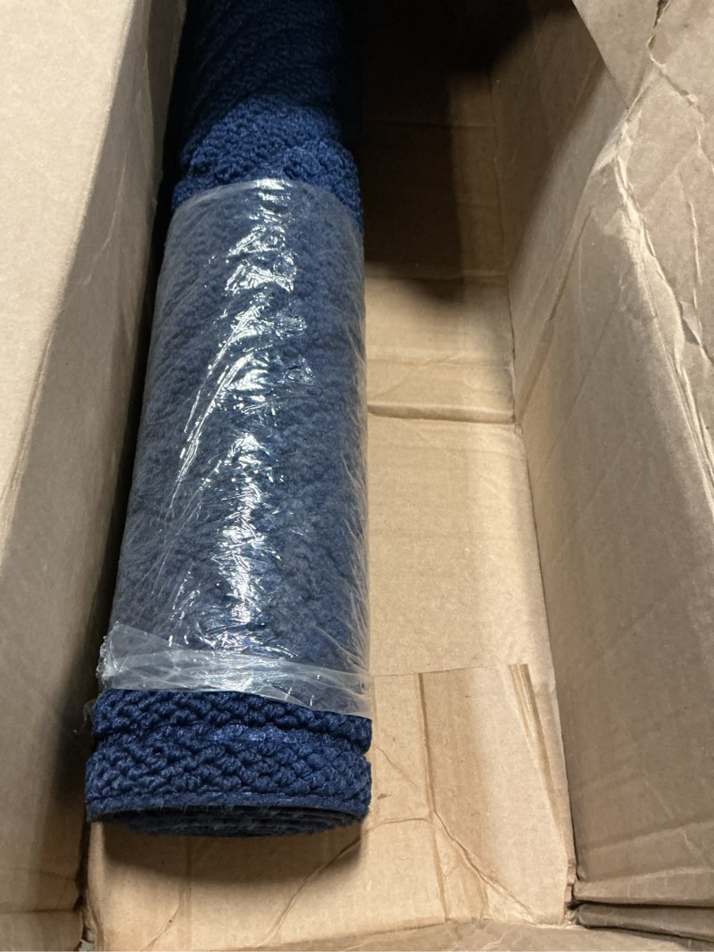 Condition photo showing Good Condition for mibao front door mat, dirt trapper welcome mat for outdoor indoor, non-slip waterproof doormat, durable low profile entry rug for back door outside patio porch, 5'2" x 3' (rectangular), blue blue-grid 3' x 5'2" (rectangular)