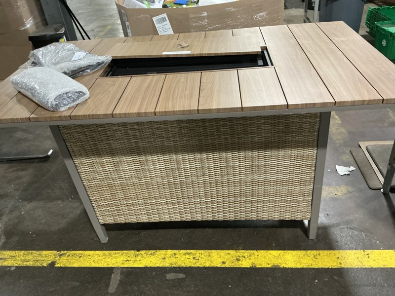 Condition photo showing Good Condition for (table only) allen + roth dorsey 7-piece patio high fire dining set with cream cushions
