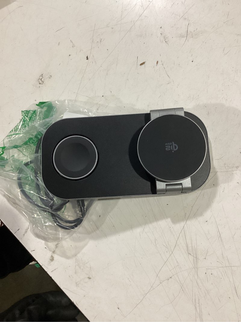 Condition photo showing Good Condition for 3-in-1 charging station for apple device, qi2 25w certified magnetic wireless foldable fast charger stand compatible with magsafe for iphone 17e/17/16/15/14/13/12/air series, apple watch & airpods matteblack