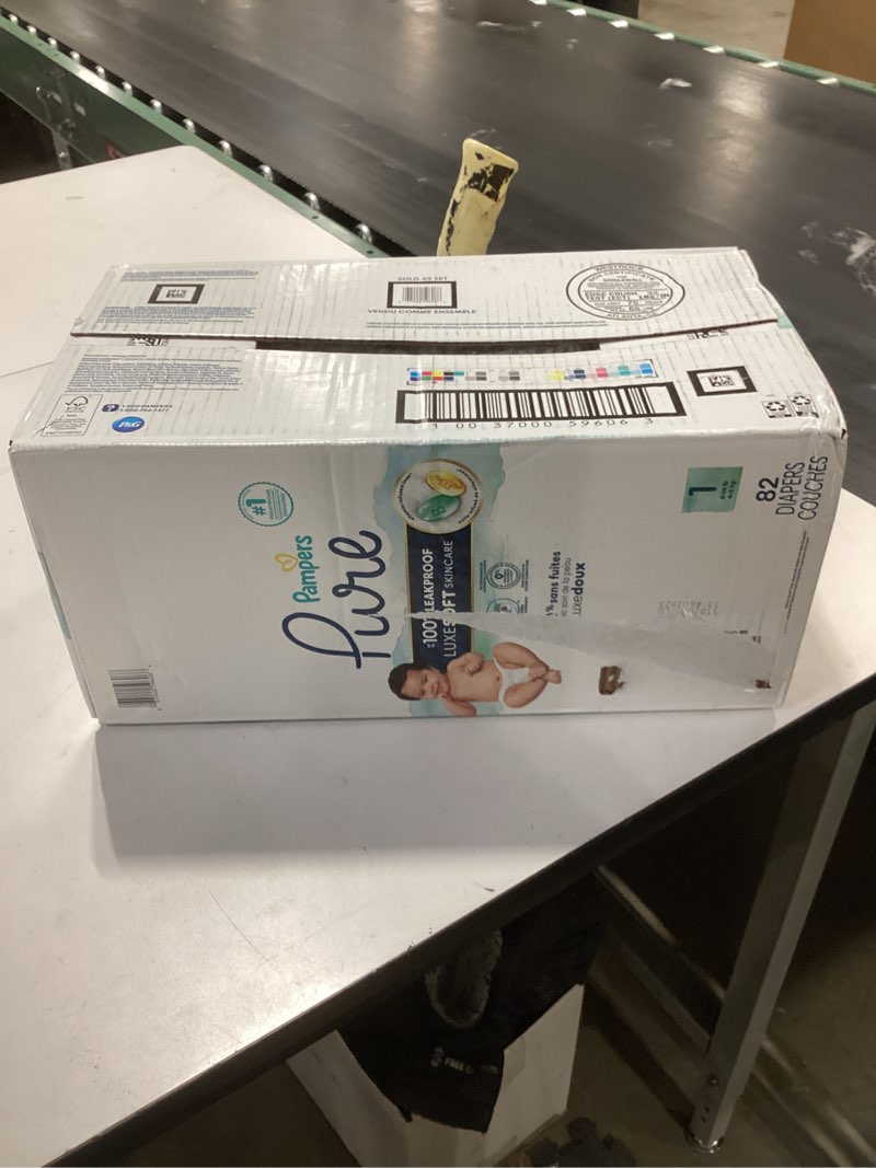 Condition photo showing New/Like New for Pampers Pure Protection Baby Diapers, Size 1 (8-14 lbs), 82 Count, Up to 100% Leakproof, Premium Plant-based Skin Protection, Hypoallergenic Soft Diapers Size 1 82