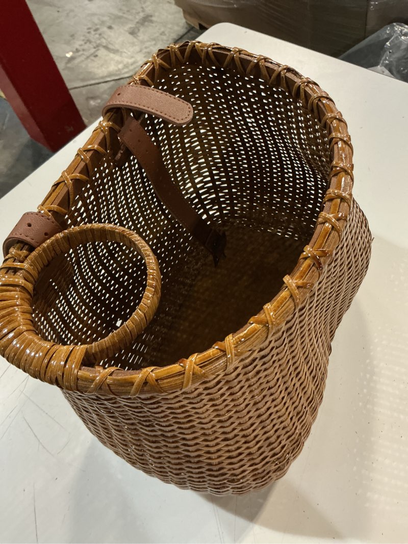 Condition photo showing Good Condition for cxwxc bike basket - handmade rattan bike baskets for girls women - front bicycle bike basket with coffee cup holder for beach cruiser, scooter, ebike brown