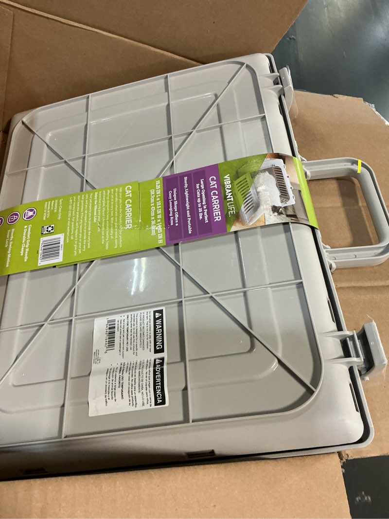 Condition photo showing Good Condition for vibrant life foldable plastic travel cat carrier, gray, one size