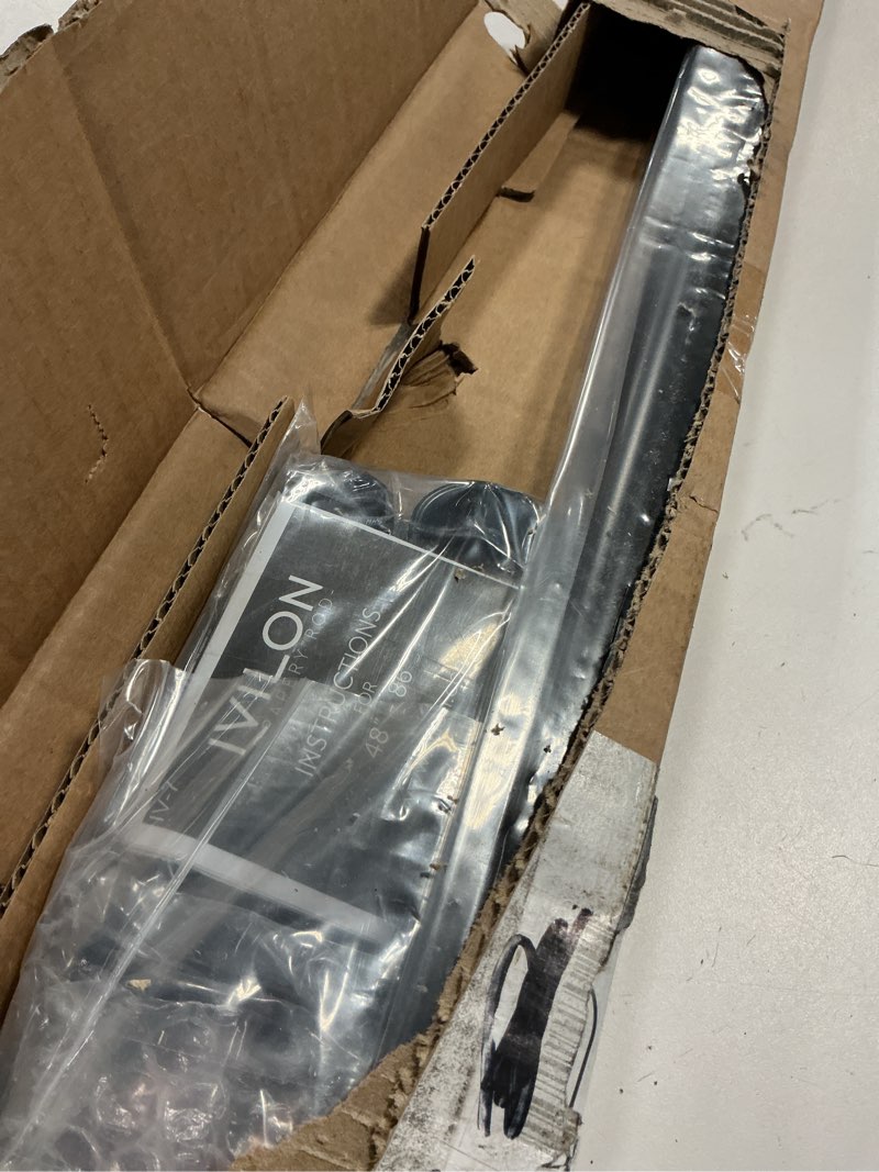 Condition photo showing Good Condition for ivilon curtain rod for windows 48 to 86 inch – 1 inch telescoping drapery rod, 2 long sections, end cap finials, black 48 to 86 in.