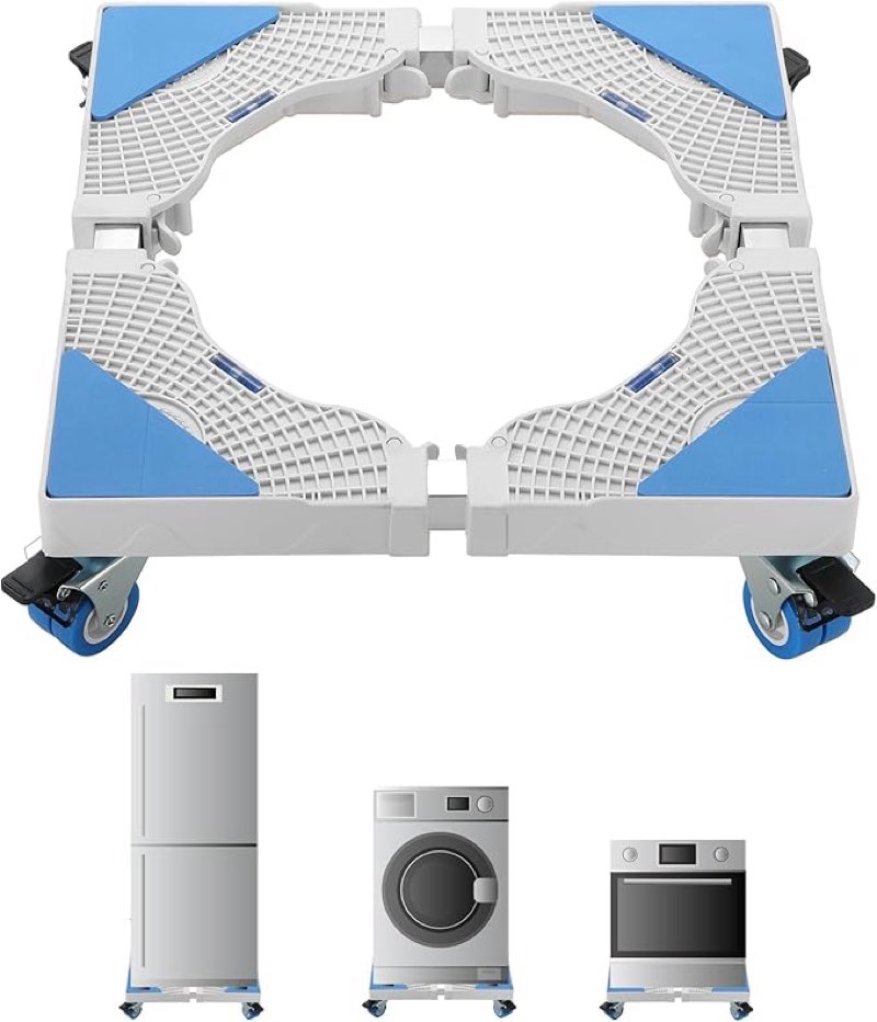maopiner multi-functional furniture dolly roller base adjustable movable base refrigerator stand for washing machine refrigerator and dryer (8 wheels without leveling legs)