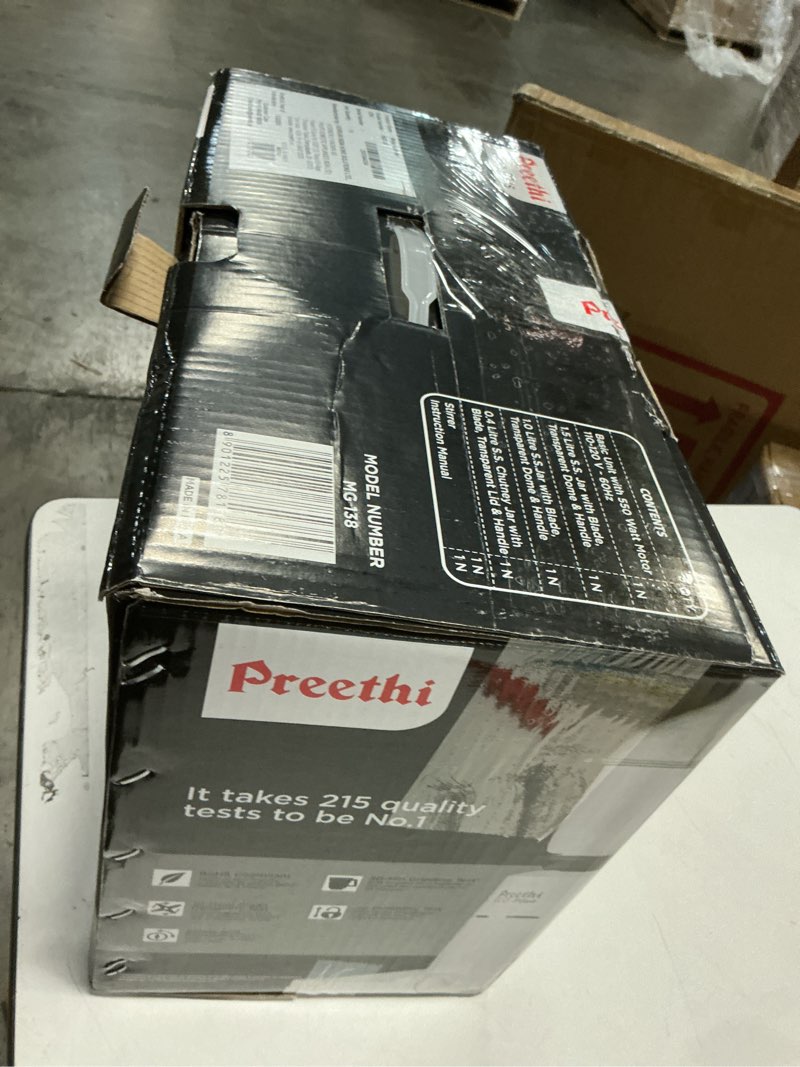 Condition photo showing As Is for Preethi Eco Plus 4 Jar Mixer Grinder 110 Volts, White