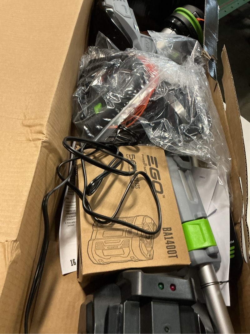 Condition photo showing As Is for ego power+ powerload st1511t 15 in. 56 v battery string trimmer kit (battery & charger) w/ telescopic shaft & 2.5 ah battery