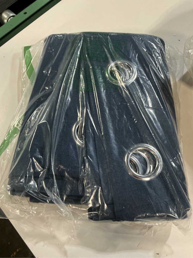 Condition photo showing Good Condition for miulee 100% blackout linen textured curtains for bedroom solid thermal insulated midnight blue grommet room darkening curtains & drapes luxury decor for living room nursery 52 x 84 inch (2 panels) midnight blue 52"w x 84"l (pack of 2)