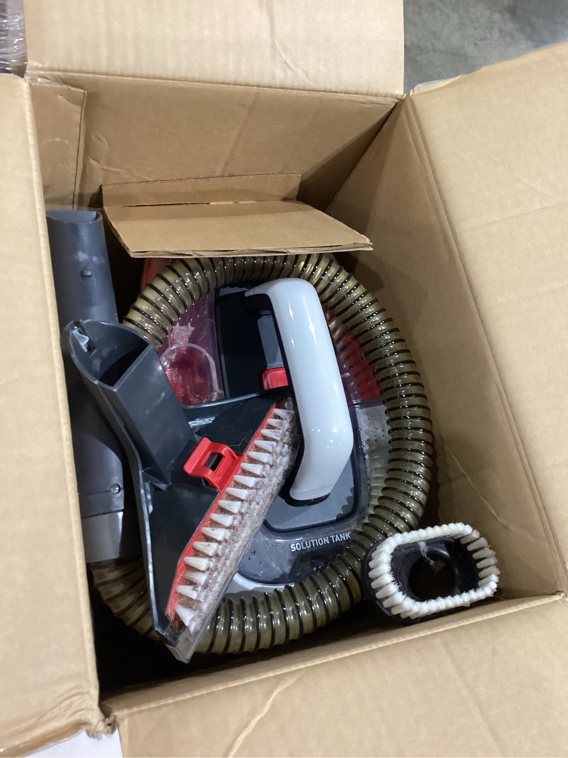 Condition photo showing As Is for hoover cleanslate plus portable carpet + upholstery spot cleaner machine, powerful suction with versatile tools, pet stain remover, car and auto detailer, pair with hoover carpet cleaner solution
