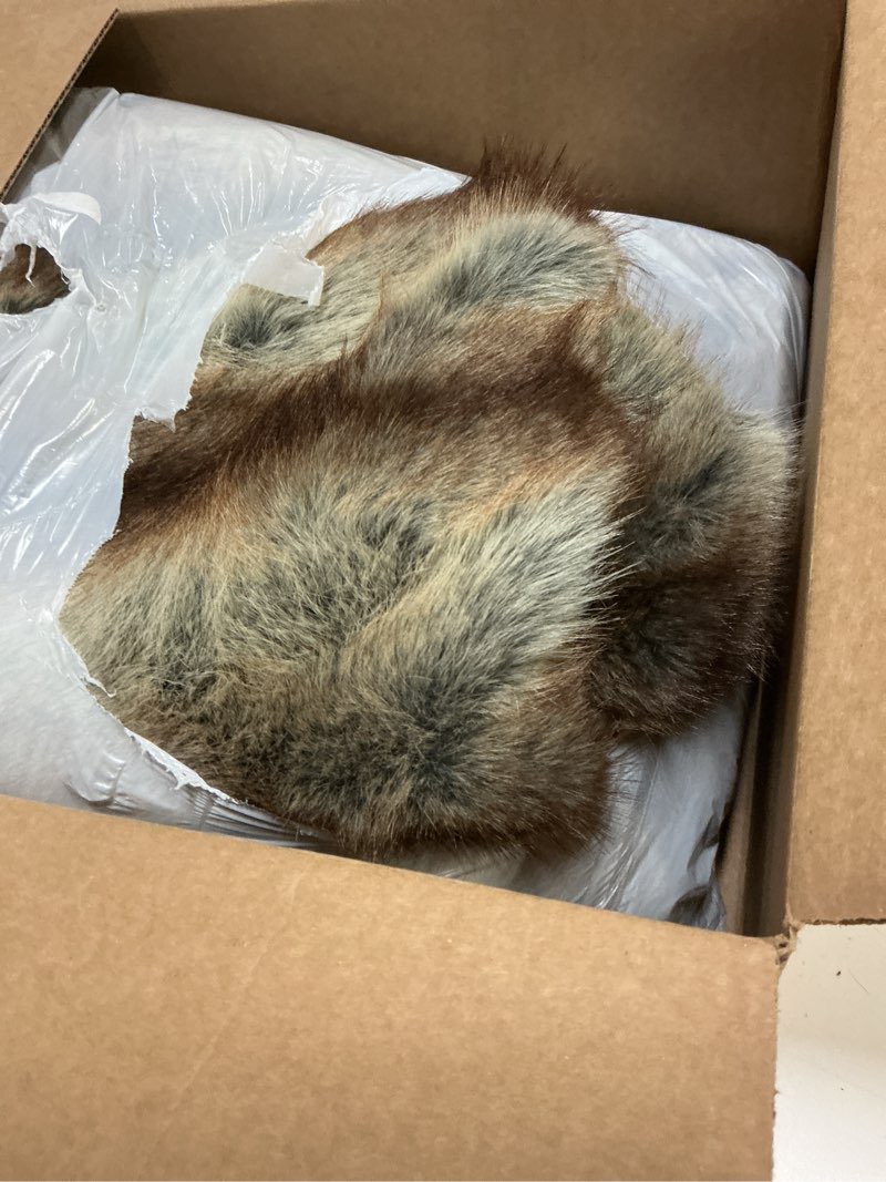 Condition photo showing As Is for HORIMOTE HOME Luxury Plush Blanket, Soft & Cozy Fur Throw Blanket for Couch, Bed and Sofa, Fluffy Faux Fur Throw, with Shed-Free Design, 60x80 Inches Decorative Blankets, Brown Taupe Stripes Brown Taupe 60'' x 80''